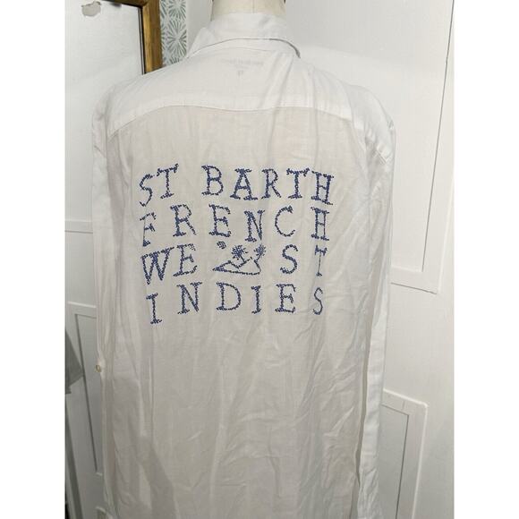 Pati de St Barths Gouverneur Shirt Button Down White Cotton Long Sleeve Medium - Picture 6 of 8